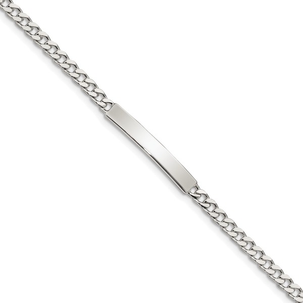 925 Sterling Silver Engraveable Curb Link Name Bar Identification ID