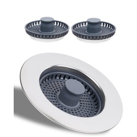 Hibbent Kitchen Sink Plug, Stainless Steel Shell with 2 Dirt Traps, Filter Food Leftovers, Universal Sink Strainer and Odour Prevention, Depth of the Sink > 28 mm