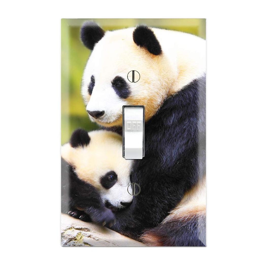 Graphics Wallplates - Sweet Baby Panda with Mom - Single Toggle Wall Plate Cover