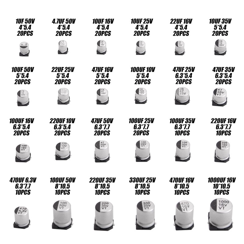 Cermant 24 Values 400 Pcs 1uF ~ 1000uF SMD Aluminum