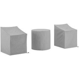 Crosley Furniture Patio Furniture Covers, Waterproof 3-Piece Cover Set for Outdoor Chairs and Bistro Table, Gray