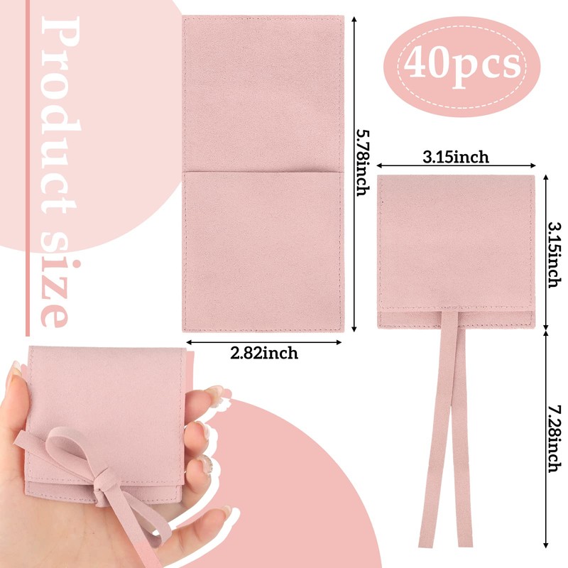 40 Bolsas de Microfibra de Joyas con Cuerda y Separador