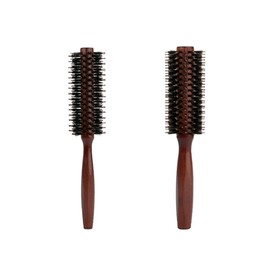 GYWHOOFT 2 Pcs Boar Bristle Brush, Boar Bristle Round Brush,Anti Static Quiff Roller Hair Brush for Men and Women, Wooden Handle Bristle Styling Brush, for Hair and Beards Modeling