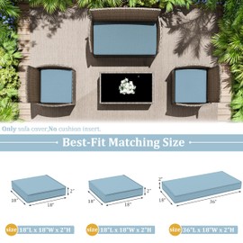 3 Pack Outdoor Patio Furniture Cushion Replacement Covers, Waterproof Loveseat Cushion Covers - 36×18×2,18×18×2, for 4-Seater Wicker Rattan Patio Conversation Set Loveseat Couch Furniture, Cover Only
