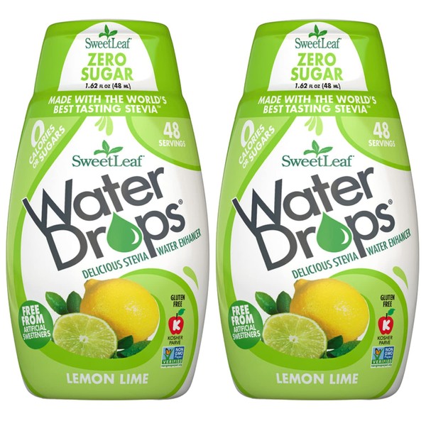 SweetLeaf Water Drops - Lemon Lime Water Enhancer, Sugar Free Sweet Leaf Stevia Water Flavoring Drops, 1.62 Oz Ea (Pack of 2)