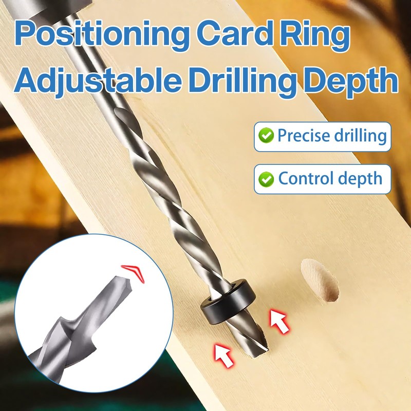 2 Pcs 9.5mm Pocket Hole Drill Bits, High Speed Steel