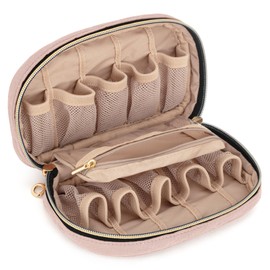 LUXJA Essential Oil Organizer -Holds 10 Bottles (5ml-15ml, Also Fits Roller Bottles), Travel Case for Essential Oils with Zipper Pockets (Bag Only),Pale Rose
