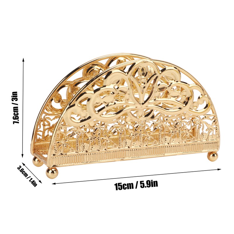 Napkin Holder Electroplating Hollow Iron Pattern Desktop Vertical Gold Metal