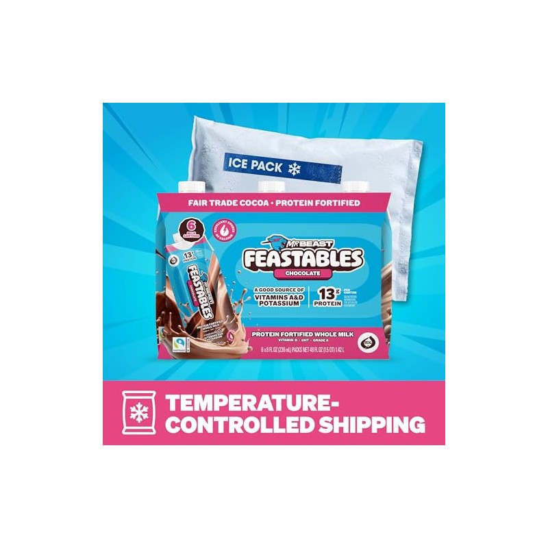 MrBeast Feastables Protein Chocolate Milk Drink, Shelf Stable, High Protein,