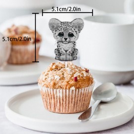 18pcs Glitter Dessert Cupcake Topper Pick for Cute Little Animal Snow Leopard Theme Decor Supplies Baby Shower Men Women kids Happy Birthday Party Decoration