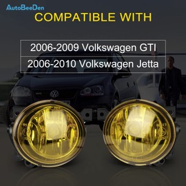 AutoBeeDen - Luces antiniebla para Volkswagen GTI/Volkswagen Jetta 2006 2007 2008 2009 2010, repuesto de lámparas antiniebla premium (VW GTI/Jetta), 1 par (amarillo)