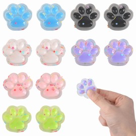 AWAVM 12 - piece Transparent and Colorful Cat Paw Squishies Set A Delightful Blend of Adorable Design, Stress - Relief Function, and Versatile Use for All Ages.