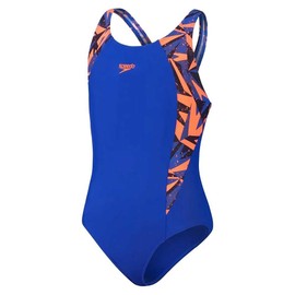 Speedo Girl's HyperBoom Splice Muscleback Blue Swimming Costume Size Girls 5/6 Years