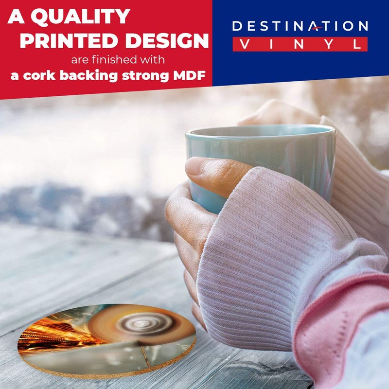 Destination Vinyl ltd 2 x MDF Glossy Top Coasters Round