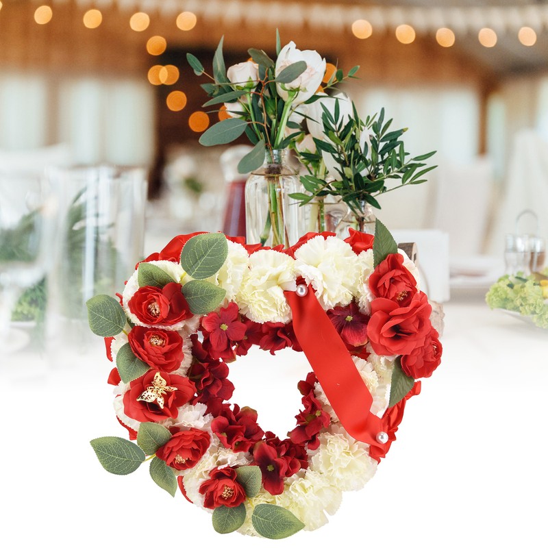 Artificial Heart Shaped Wreaths Wedding Wreaths Fake Flowers Decoration for