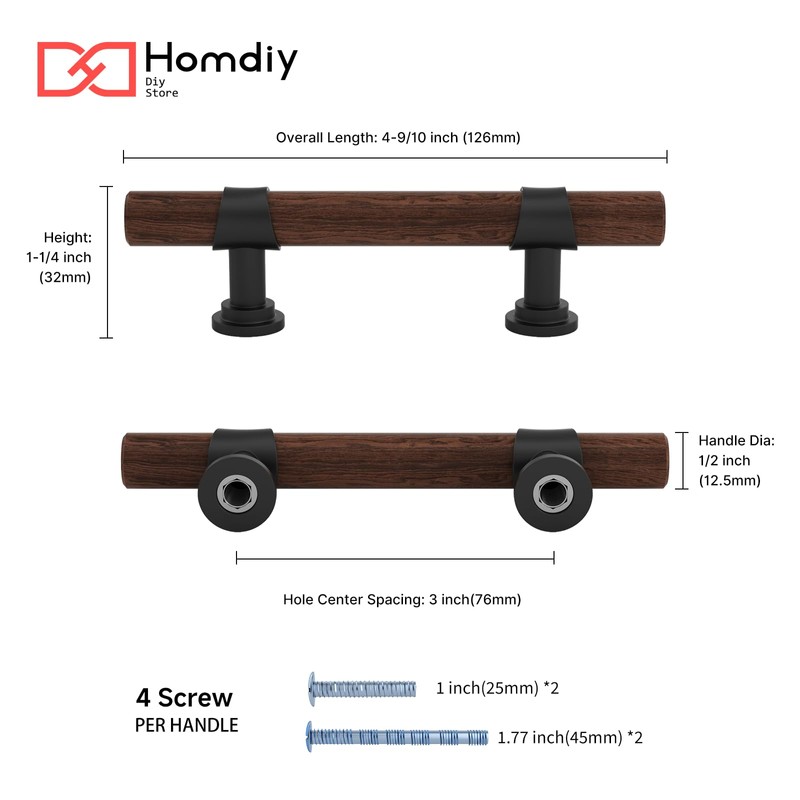 homdiy 10 Pack Black Cabinet Pulls Kitchen Cabinet Handles, 3