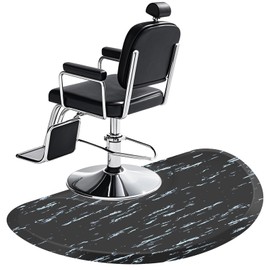 3ft x 5ft Salon Floor Mat, Lanstics Anti Fatigue Barber Shop Chair Mat for Circle Chair Base Hair Stylist Beauty Floor Mats Thick Half Round Office Comfort Floor Mat for Salon & Barber (Marble)