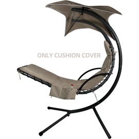 Outdoor Hanging Lounge Chair Replacement Cushion Cover and Umbrella Fabric, Made for Patio Curved Chaise Hammock Floating Swing Chair Pads, Waterproof Soft Fabric (Cushion Not Included), Khaki