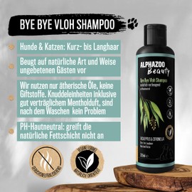 alphazoo ByeByeVloh Anti Floh-Shampoo 200 ml I Natürliches Flohmittel Katzen, Hunde & Pferde I Mit Sofortwirkung I Langzeit Flohschutz, gegen Juckreiz