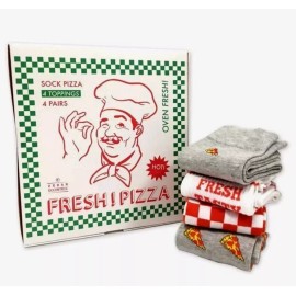 Urban Eccentric 4 PAIRS URBAN ECCENTRIC 4 TOPPINGS MEN'S CREW SOCKS PIZZA MEN'S GIFT SET. 7-11