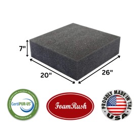 FoamRush  20" x 26" Charcoal High Density Upholstery Foam Wheelchair Cushion USA - 7" x 20" x 26" Charcoal