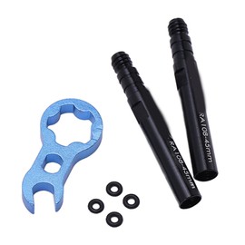 Xebslyti 2pcs Bike Bicycle Tubeless Prestas Valve Extender Extension with Core Wrench, Aluminum Alloy Tire Valve Extender Kit, 45mm 80mm (integrated-45mm)