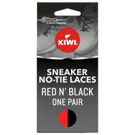 KIWI Sneaker No-Tie Shoe Laces, Red N' Black, One Size Fits All, 1 Pair