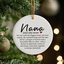 KSDUT Nana Definition Gifts Ornament - Best Nana Ceramic Ornament Keepsake, Grandma Gifts for Women Ceramic Decor for Christmas Tree, Grandma Decoration Hanging Ornament
