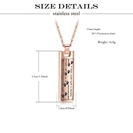 QGJNSGC Urn Necklace for Ashes Pet Paw Print Cremation Jewellery Memorial Pendant for Dog Cat Ash Keepsake Locket Jewellery for Men for Women