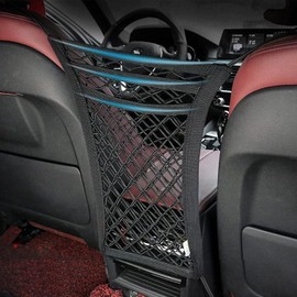 Car Storage Net, Storage Network of Car Seat, Elastic Car Net Pocket,Car Seat Organiser, Car Boot Mesh Bag, Portable Car Storage Organiser Net，Barrier of Backseat Pet Kids