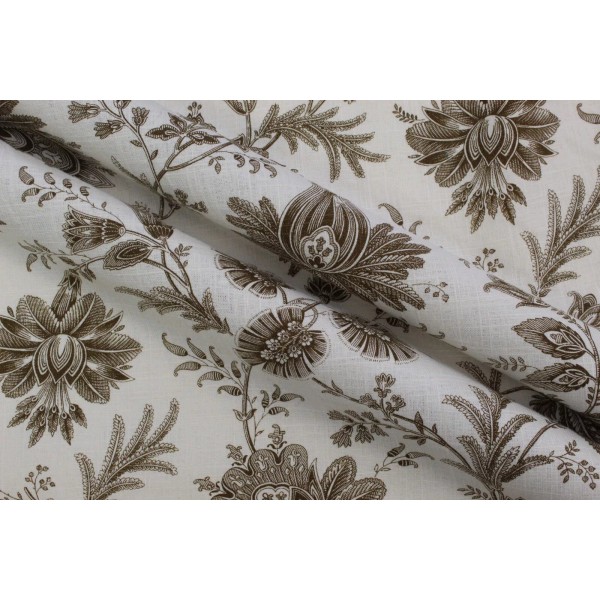 Mill Creek Vintage Inspired Jacobean Brown & Creme Fabric by