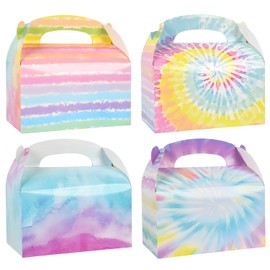 DjinnGlory 36 Pack Tie dye Party Favor Treat Boxes, Small Gable Boxes for Parties or All Occasion and Small Business 6.18x3.58x3.39 Inches