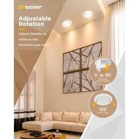 Ensenior 12 Pack 6 inch Gimbal Led Recessed Lighting, 90° Rotatable and 5CCT Selectable, Dimmable Eyeball Recessed Lights, Canless Angled Adjustable Ceiling Downlight, 1200LM, 12W=115W-FCC Certified