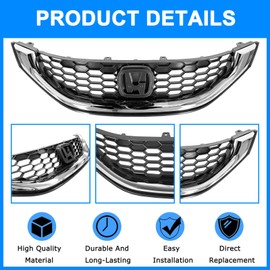Collect Light Front Bumper Honeycomb Grille for Honda Civic HO1200216 HO1202109 Chrome Grill 2013 2014 2015