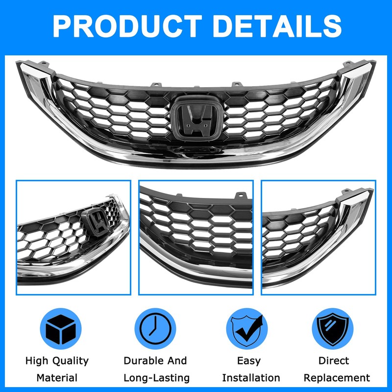 Collect Light Front Bumper Honeycomb Grille for Honda Civic HO1200216