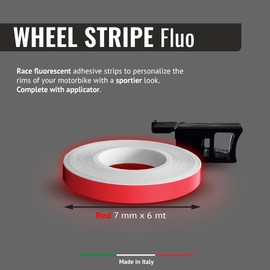 Quattroerre 10292 Wheel Stripes, Neon Red, 7 mm x 6 mt