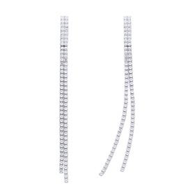 QUKE Boho Chandelier Two Tassel Earrings CZ Crystal Bohemian Gold Long Drop Dangle Chain Earrings For Women Girls