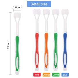 Boao Boao 4 Pieces Three Sided Toothbrush Autism Sensory Toothbrush Bristle Travel Brush for Kids Complete Teeth Gum Care Good Angle Clean Tooth, Soft and Gentle(Green, Blue, Yellow, Red)