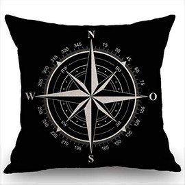 Swono Compass Rose Farmhouse Pillow Cover 18x18 Inch Home Decor Cotton Linen Throw Pillow Case Cushion Cover for Sofa Couch