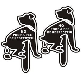 2 Pack No Poop Dog Signs for Yard - 11"x8.3" Aluminum Be Respectful Sign with Stake Double Sided for Lawn Weatherproof and Outdoor Use
