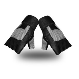 KANGO FTNESS Leather Weight Lifting Gloves Long Wrist Wrap Gloves Power Lifting Lifter Padded Palm Exercise Fitness Gloves Strengthen Gloves Home Gym (Grey/Black, X-Large)