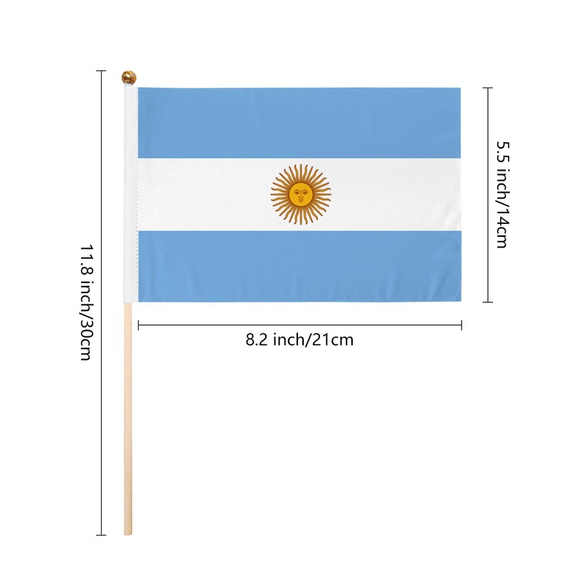 12 Pack Mini Argentina Flags on Stick 5×8Inch Handheld Small