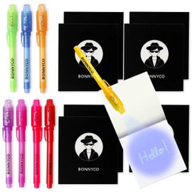 BONNYCO UV Pen and Notebook, Pack of 8 Party Bags, Children's Birthday Party Bags, Children's Birthday Party Favours, Advent Calendar Contents and Small Gifts for Children, Mini Gifts