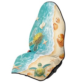 TOADDMOS Sea Turtles Car Seat Covers Beach Starfish Conch Waterproof Front Seats Only,Gym Workout, Running, Swimming,Sweating Car Seat Cover Auto Seat Covers,Fit SUV Truck Van Sedan