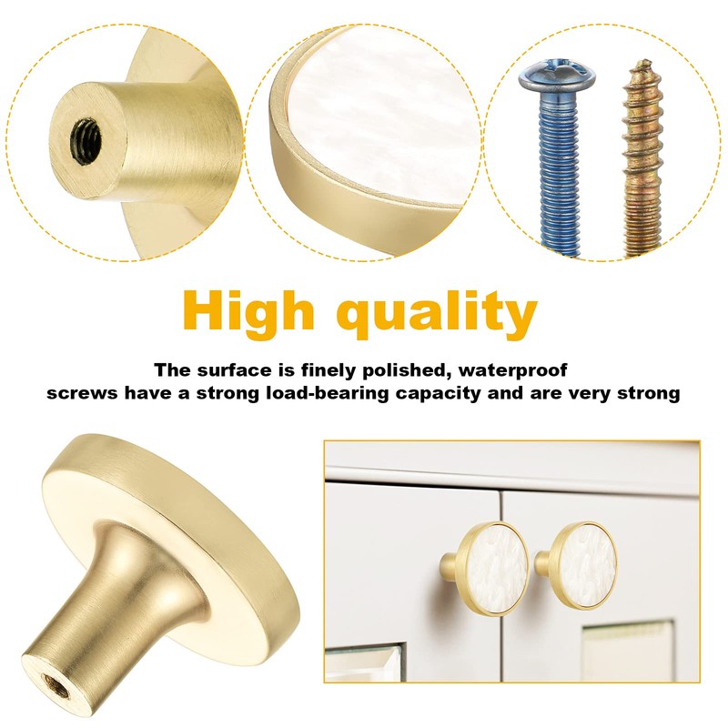 Kyrio 16pc Marble Brass Drawer Knobs, 32mm Cabinet Handle Pulls,