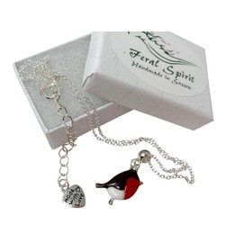 Robin Necklace Resin Enamelled pendant adjustable chain necklace in gift box (RobinNeck)