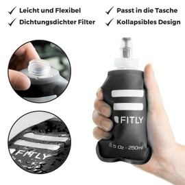 FITLY Faltbare Trinkflasche - Ideal Zum Laufen, Wandern, Radfahren - Lauf Trinkflasche Für Outdoor-Sport - Sportflasche Trinkflasche Wandern - Wasser Flasche Für Hydration Rucksack