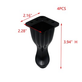 T Tulead Aluminum Alloy Furniture Feet Cabinet Feet Sofa Legs 100mm/3.94" Height Non-Slip Dresser Feet Cupboard Legs Pack of 4