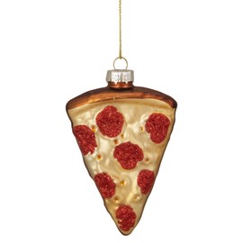 Northlight 3.25" Pepperoni Pizza Slice Glass Christmas Ornament