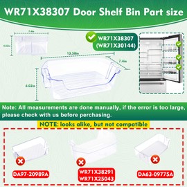 WR71X38307, WR71X30144 Door Shelf Bin Compatible with ge refrigerators (some models): GFE26JYMNFFS, GNE27JYMNFFS, GNE27JYMWFFS etc, Door Shelf Replacement: 4975750, AP7186356, EAP16729788, PS16729788